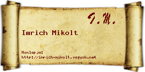 Imrich Mikolt névjegykártya